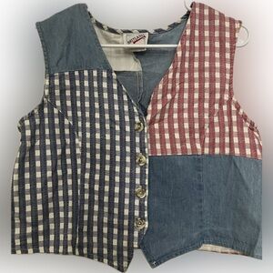 Vintage Britland denim vest, large, 100% cotton, made in USA